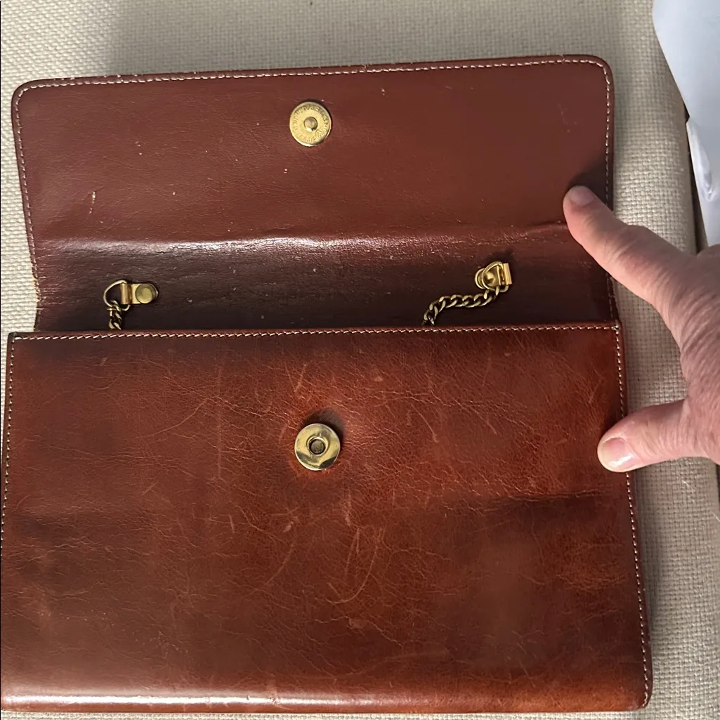 Vintage Brown Crocodile Embossed Clutch - Image 4