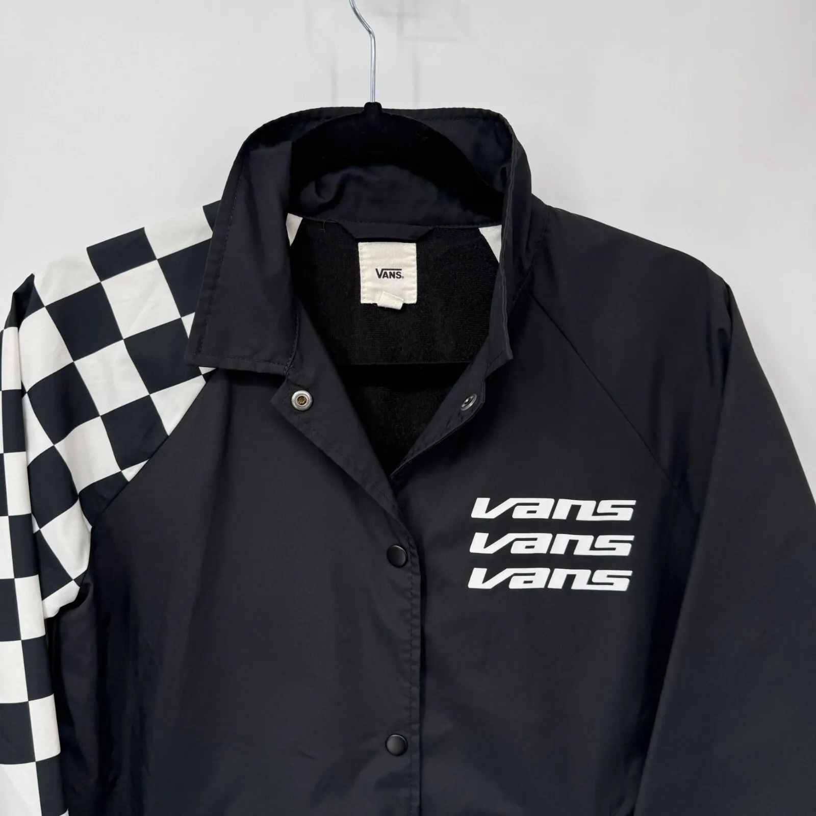 Vans Thanks Coach‎ Superspeedee Black Checkered Logo Windbreaker Jacket Women XS - Image 2