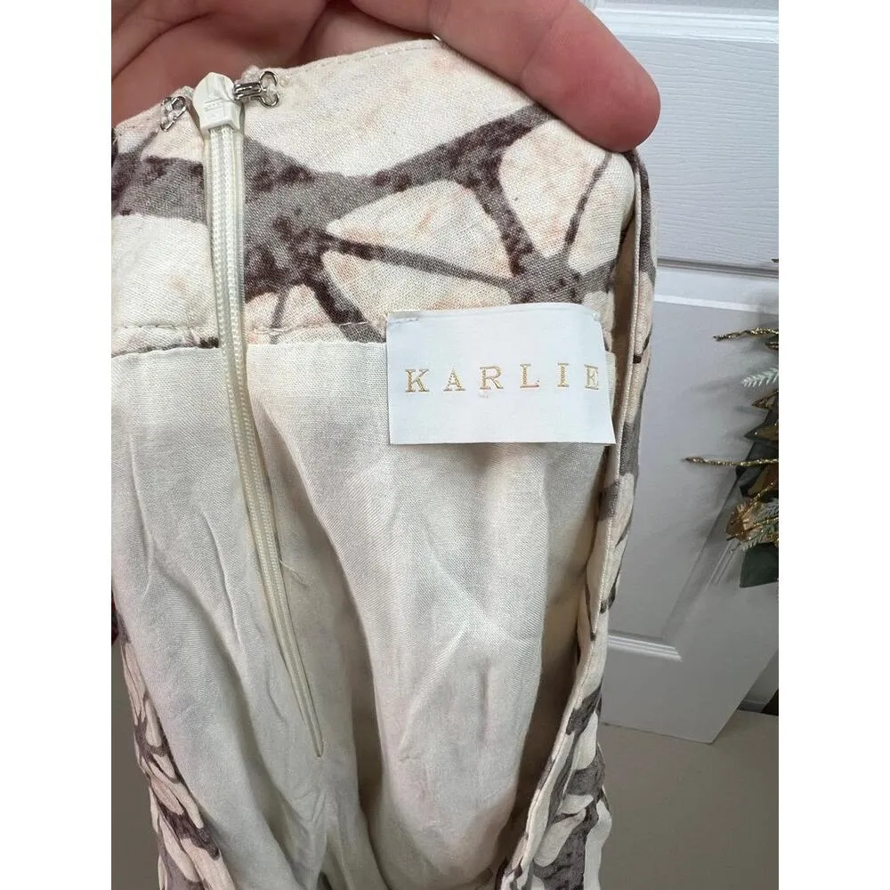 Karlie Shorts Womens Size Large Brown Beige High Waisted Pleated Batik Boho - Image 7