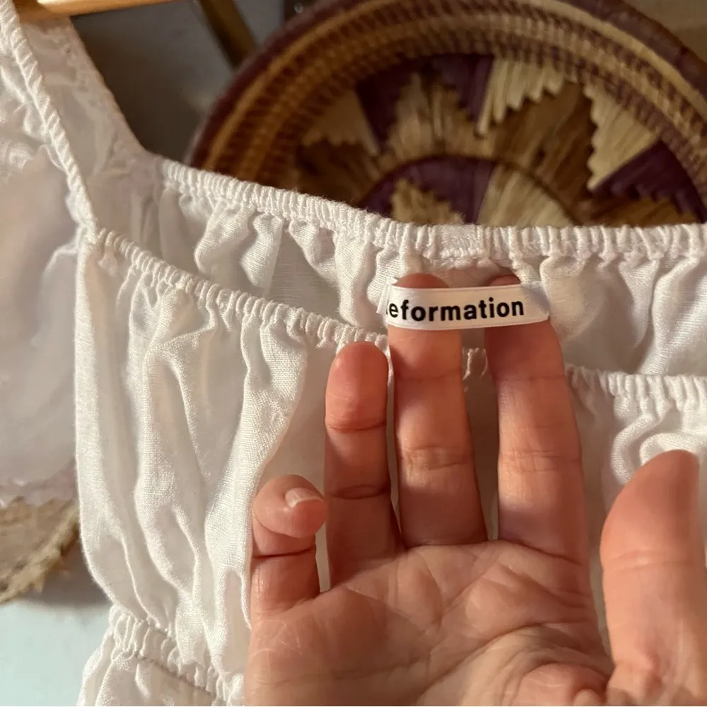 White Reformation Ellie ruffle top - Image 4