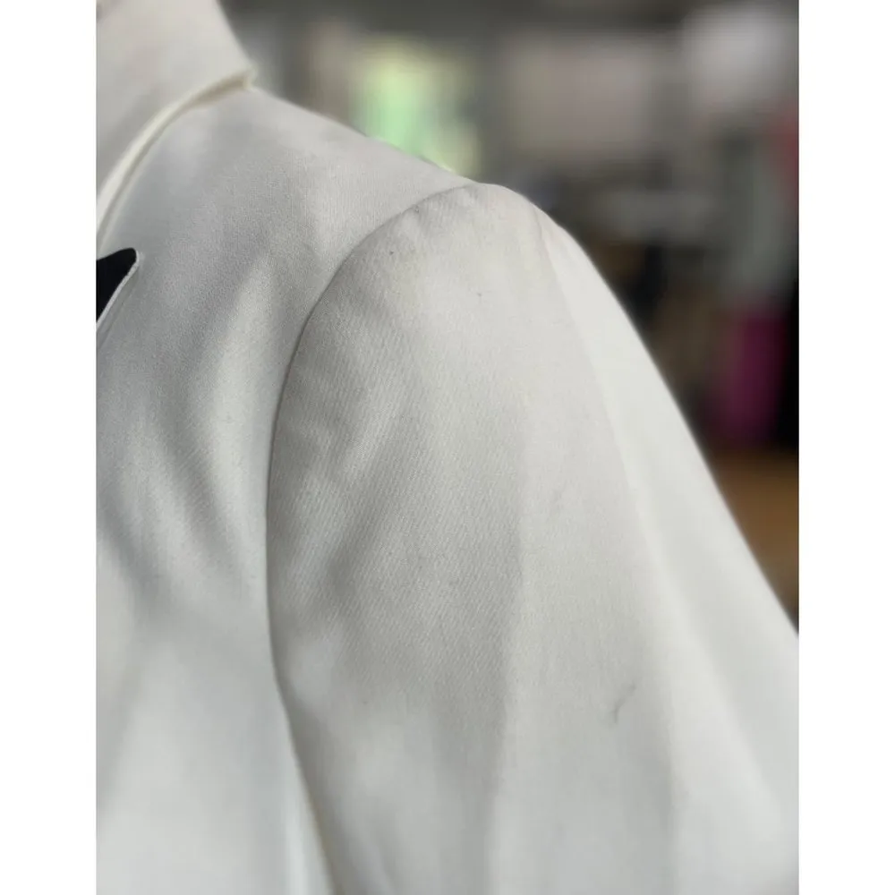 L'AGENCE Scarlet Colorblock Tuxedo Crop Blazer Jacket Ivory Black Womens Size 10 - Image 8