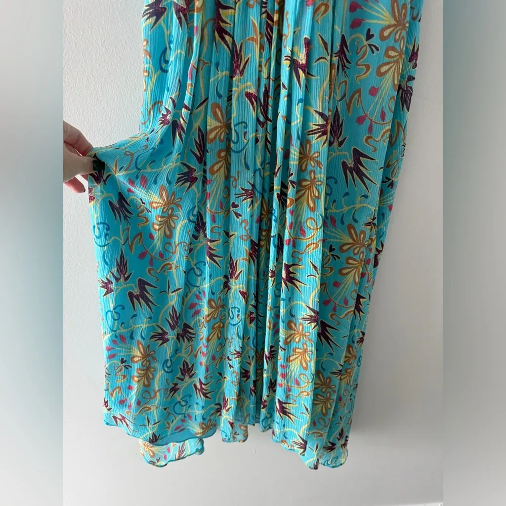 ALC Teal Handkerchief Hem Midi Halter Dress 0 - Image 5