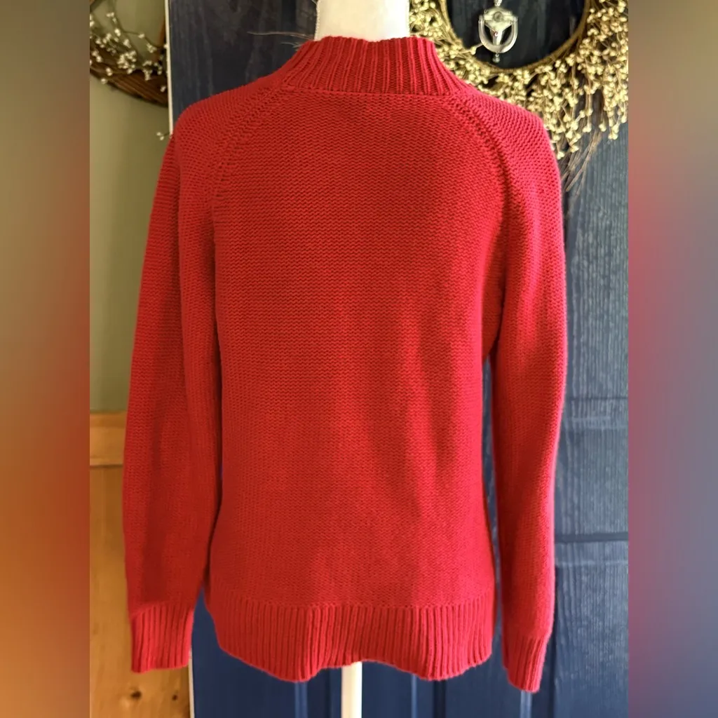 CHAPS  Red Cowl Neck Cable Knit Sweater Size M - Image 4