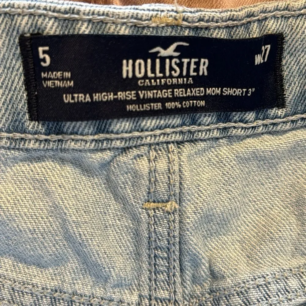 Hollister ultra high rise vintage relaxed mom cut off denim shorts size 5 - Image 7