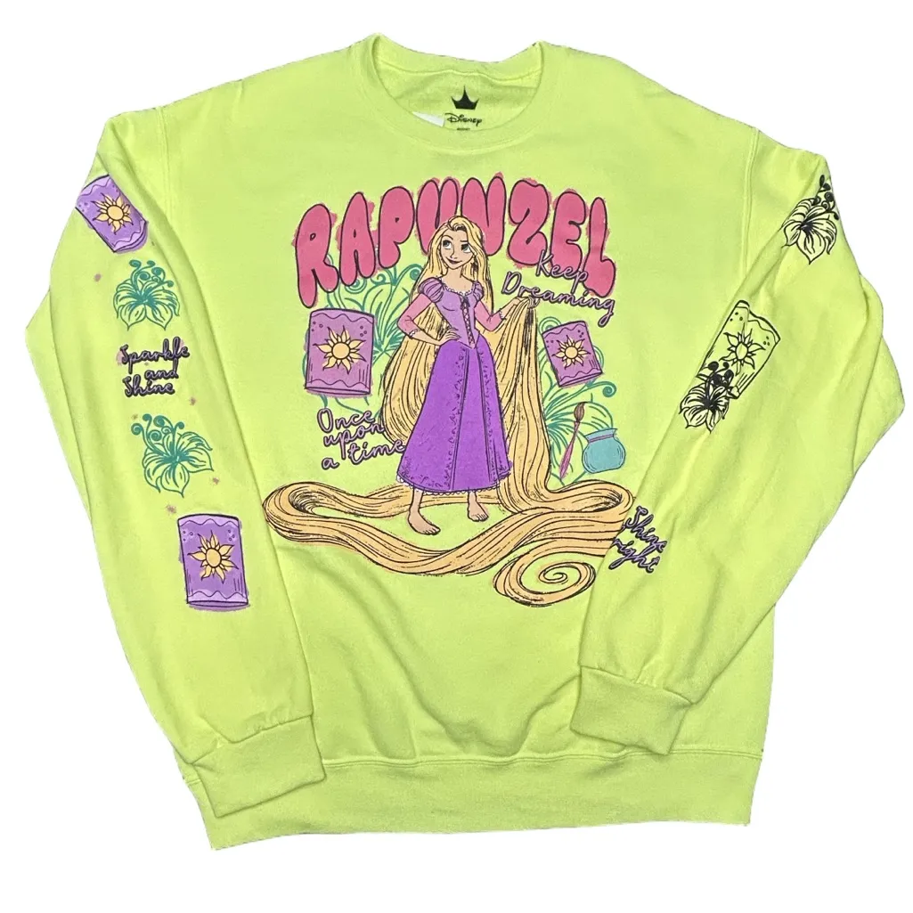 Disney Tangled Rapunzel Lantern Icons Crewneck neon bold bright sweatshirt NWT M - Image 5