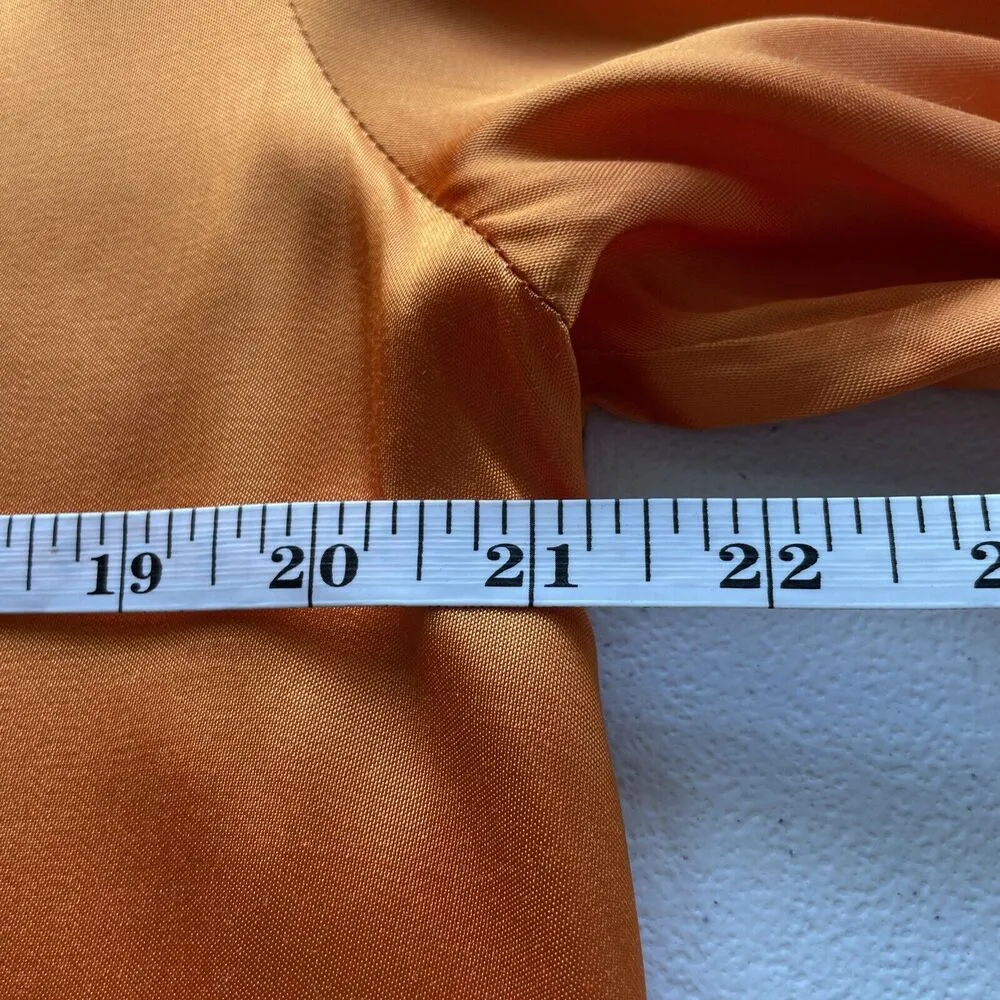 MNG Mango Womens Sz 8 Satin Top Blouse High Neck Long Sleeve Light Bronze Orange - Image 10