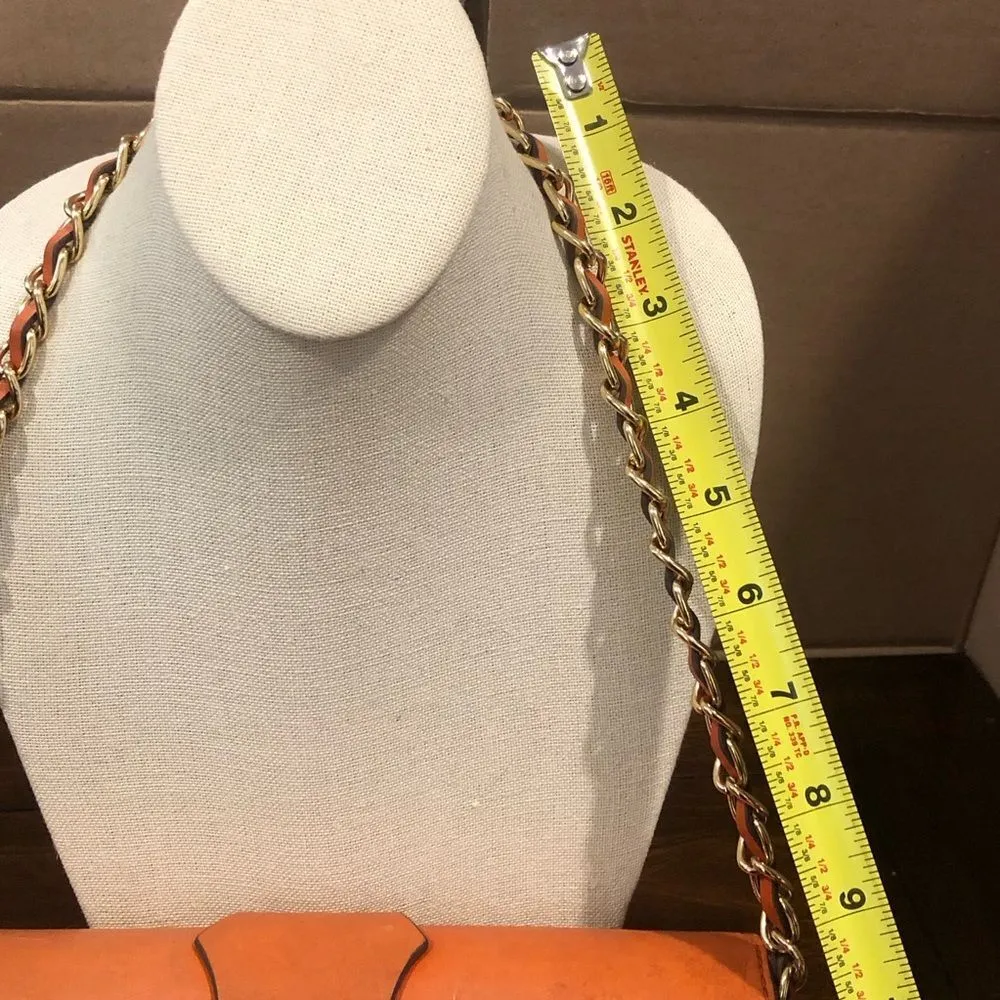 Vintage MICHAEL KORS Rattan Leather Clutch Gold Turn Lock Chain & Leather Strap - Image 11