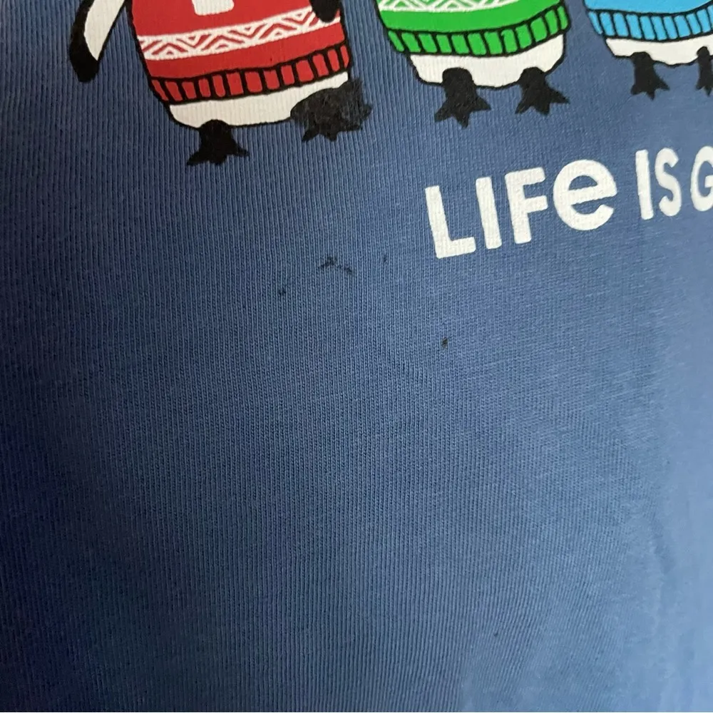 Life Is Good- Blue Long Sleeve Peace T shirt Penguins - Image 6