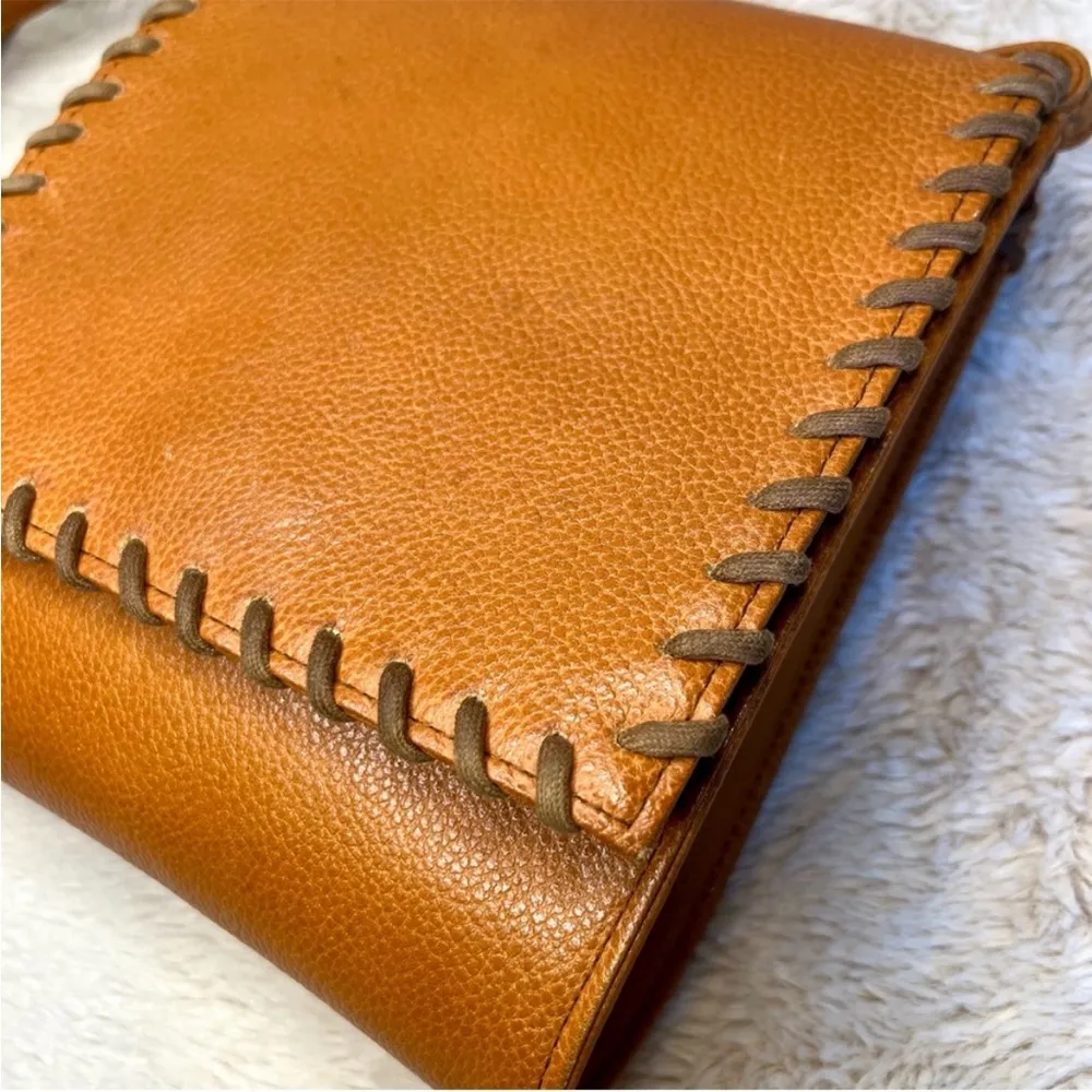 Rare Vintage YSL Cassandra Cognac Braided Shoulder Bag Brown - Image 7