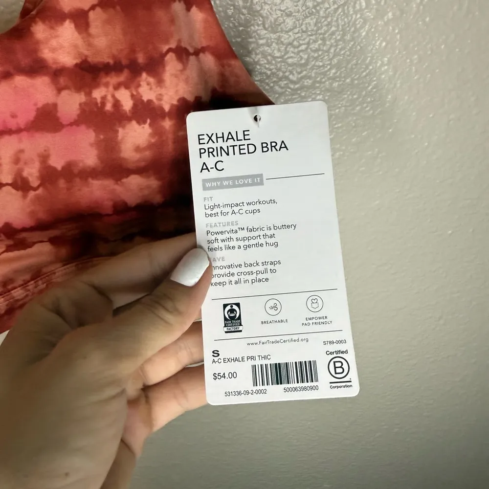 New NWT Athleta Exhale Printed Sports Bra A-c Cup Tahiti Island Coral Strappy - Image 5