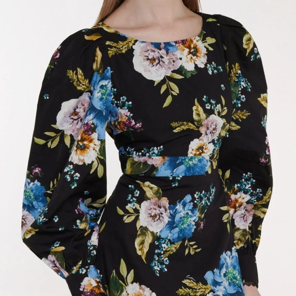 Erdem rydal dress Carnation Bouquet floral dress sz 10 Black - Image 4