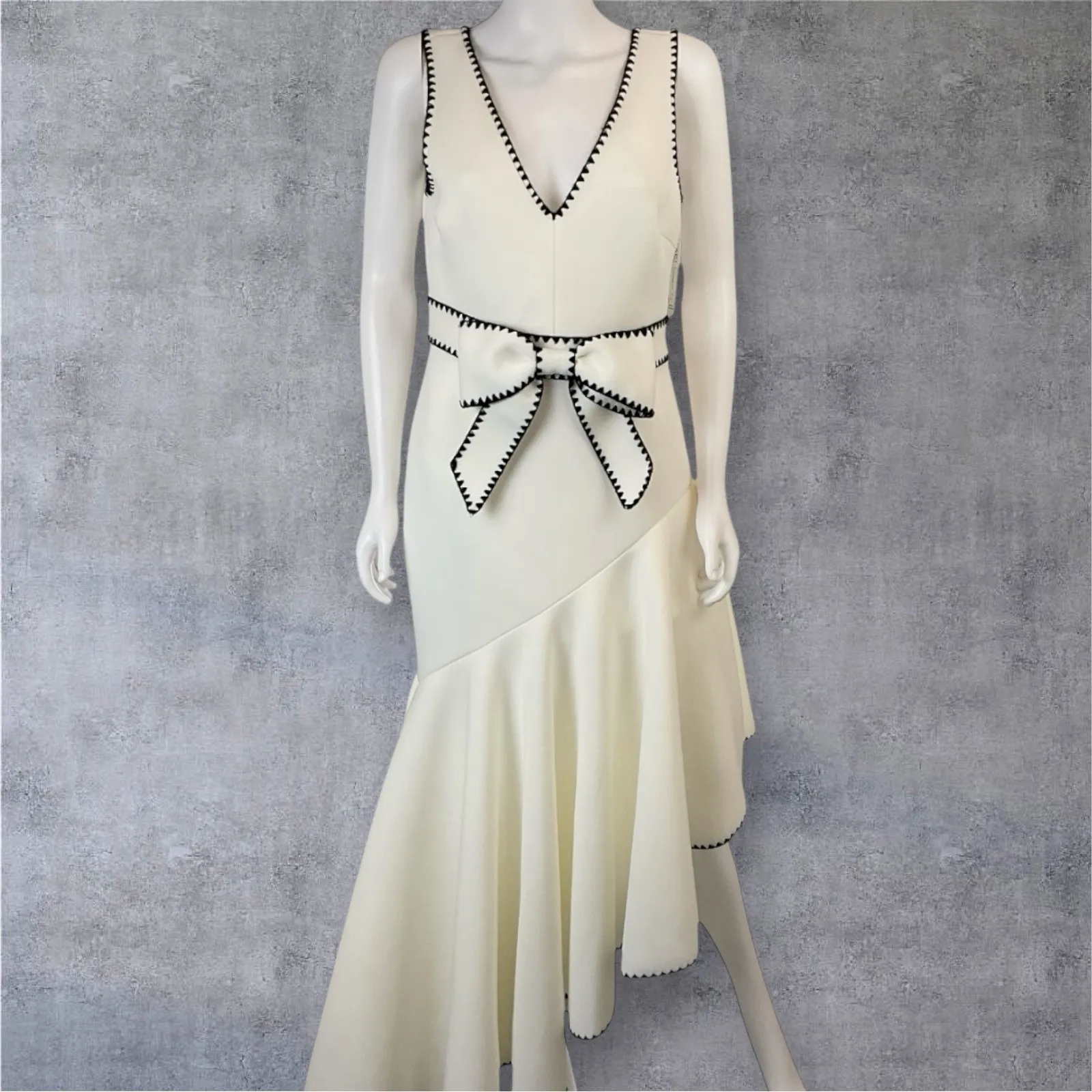 Badgley Mischka High-Low AsymmetricalGown with embroidered Trimming Scuba 8 - Image 5