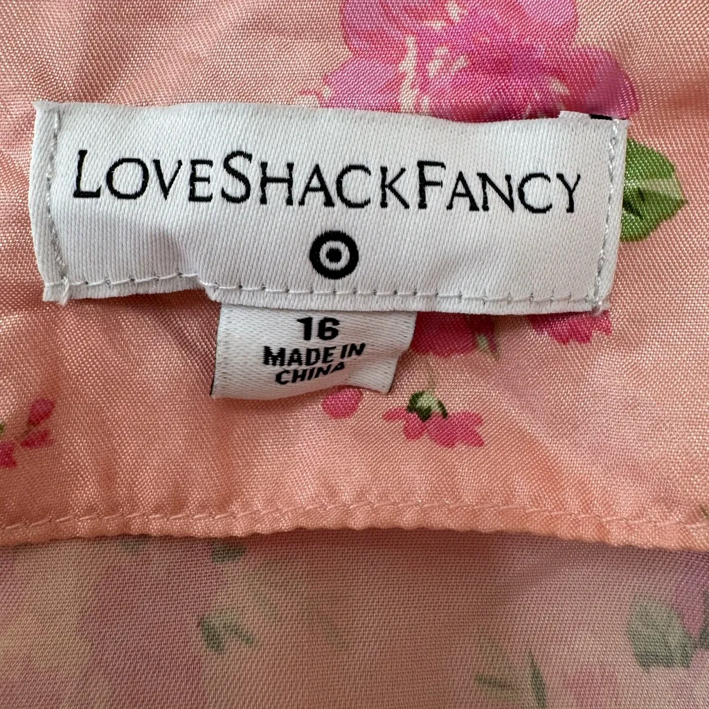 Loveshackfancy x Target Cecile Puff Sleeve Pink Floral Ruffle Mini Dress size 16 - Image 12