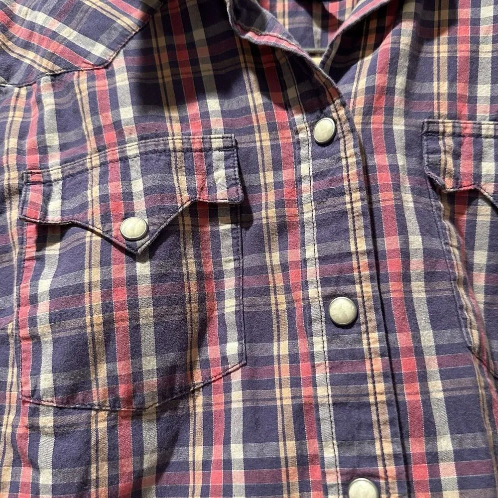 Lucky Brand Shirt Womens Small Gray Pink Orange Long Sleeve Button Up Outdoor - Image 2