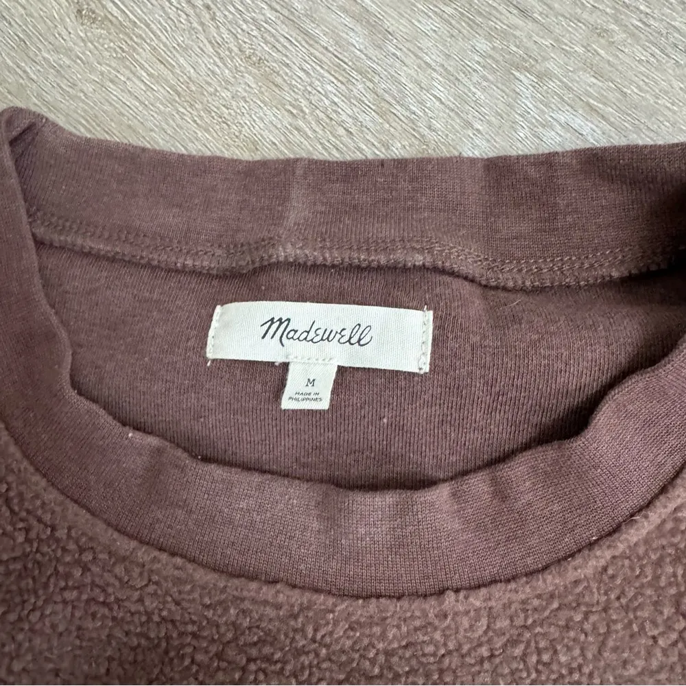 Madewell  Cozy Brown Fleece Pullover Sweater - Image 3