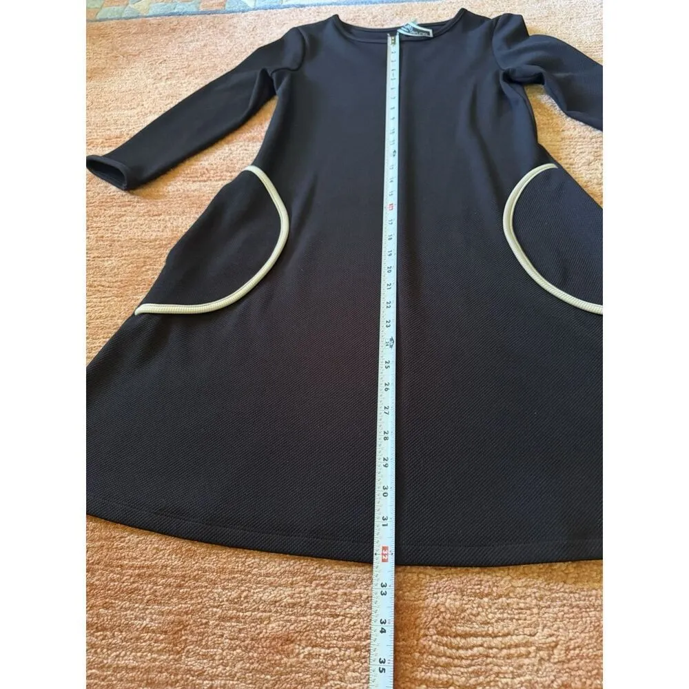 Julian Taylor Black A-Line Dress Women 6 3/4 Sleeve Pockets Work Office Classic - Image 4
