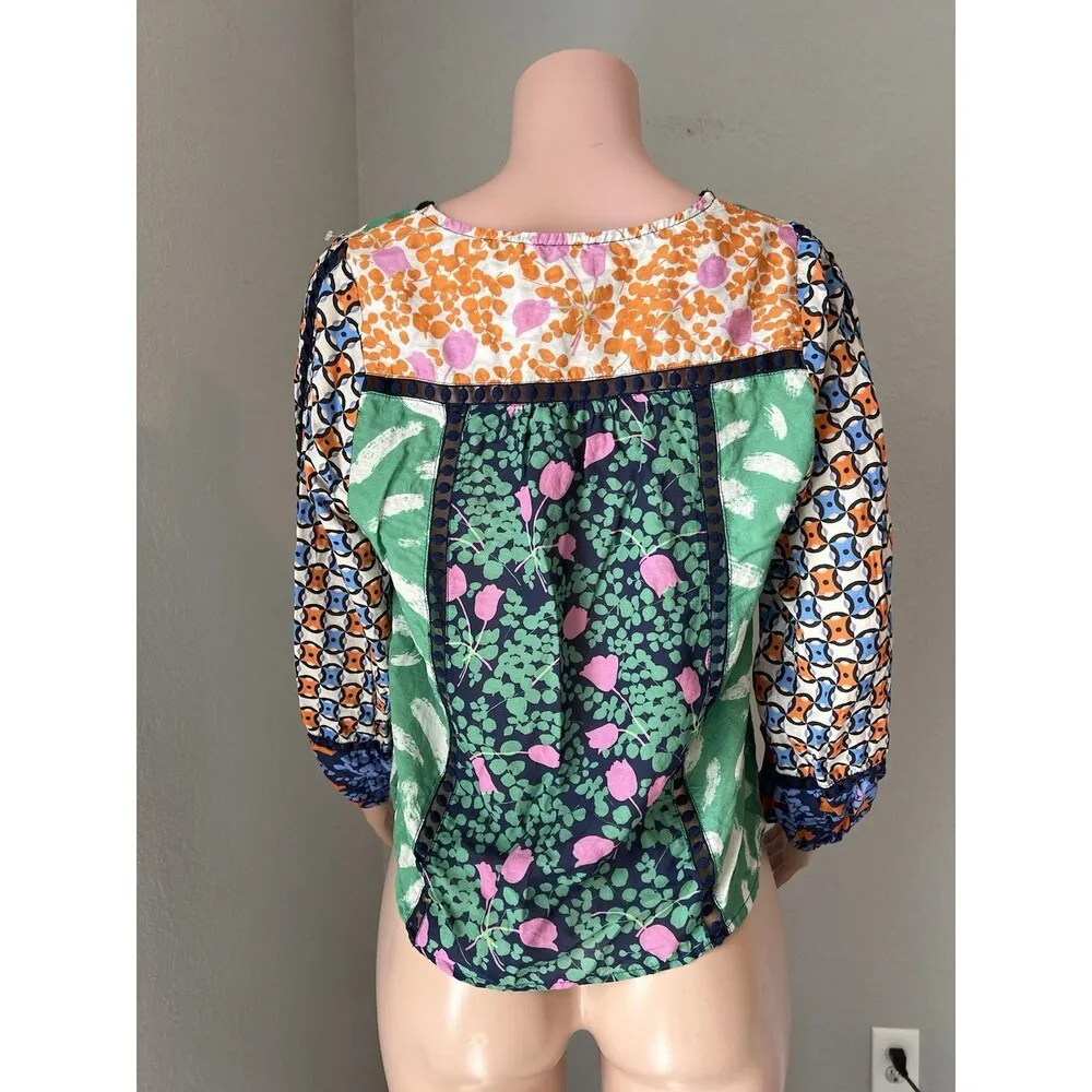 Anthropologie Maeve Shirt XS Ceresco Boho Peasant Floral Striped Hippie Tunic - Image 10