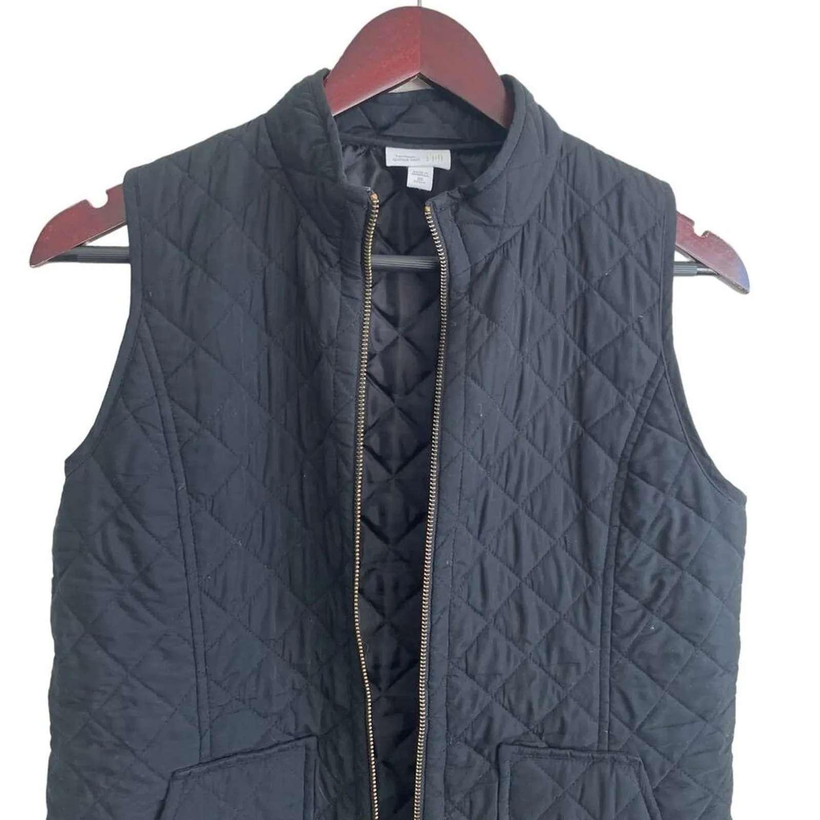 J Jill Heritage‎ Women Quilt Vest XS Black Lightweight Full Zip Gorpcore Neutral - Image 5