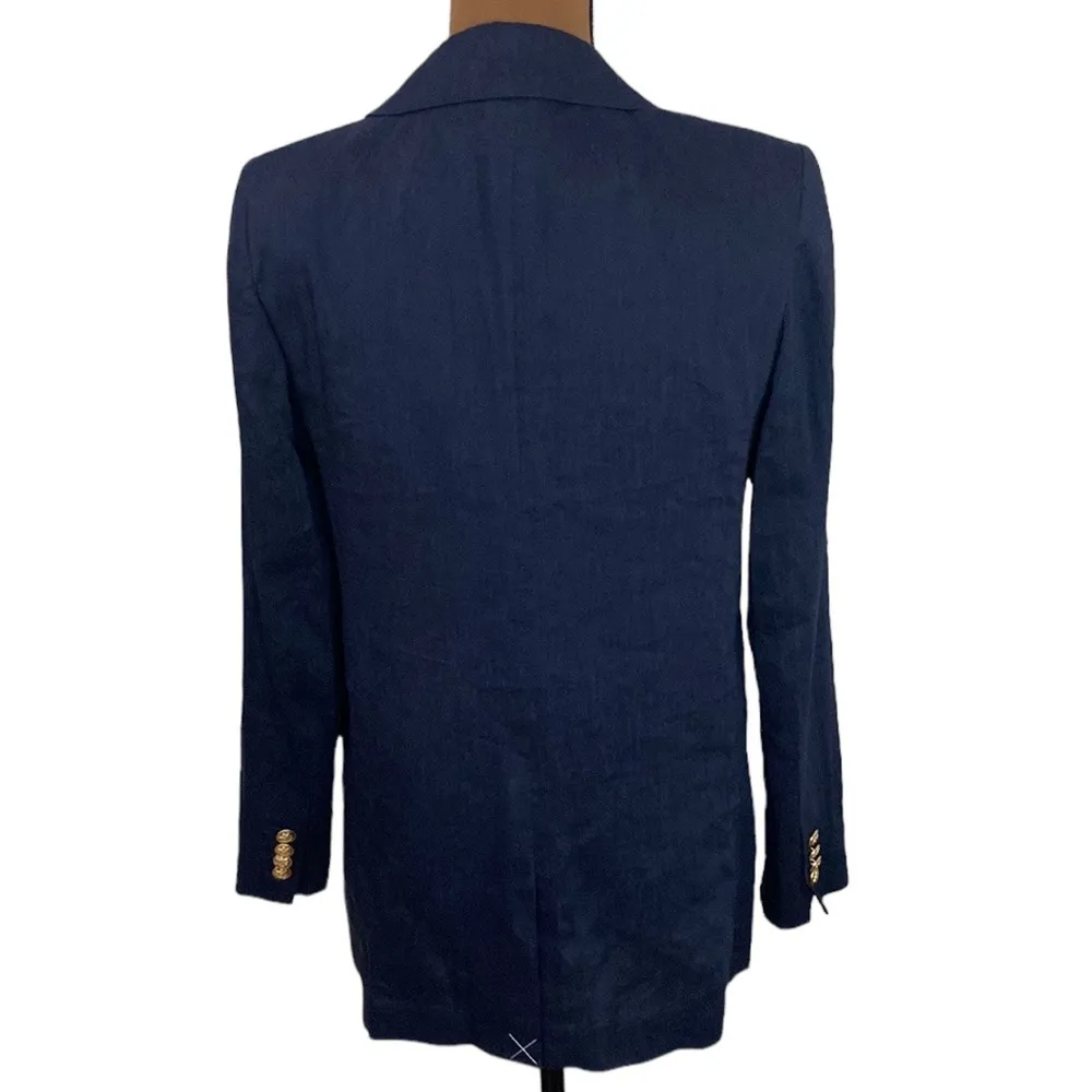 J Crew Alfie Italian Mario Bellucci linen blend fabric club blazer navy size 0 - Image 3