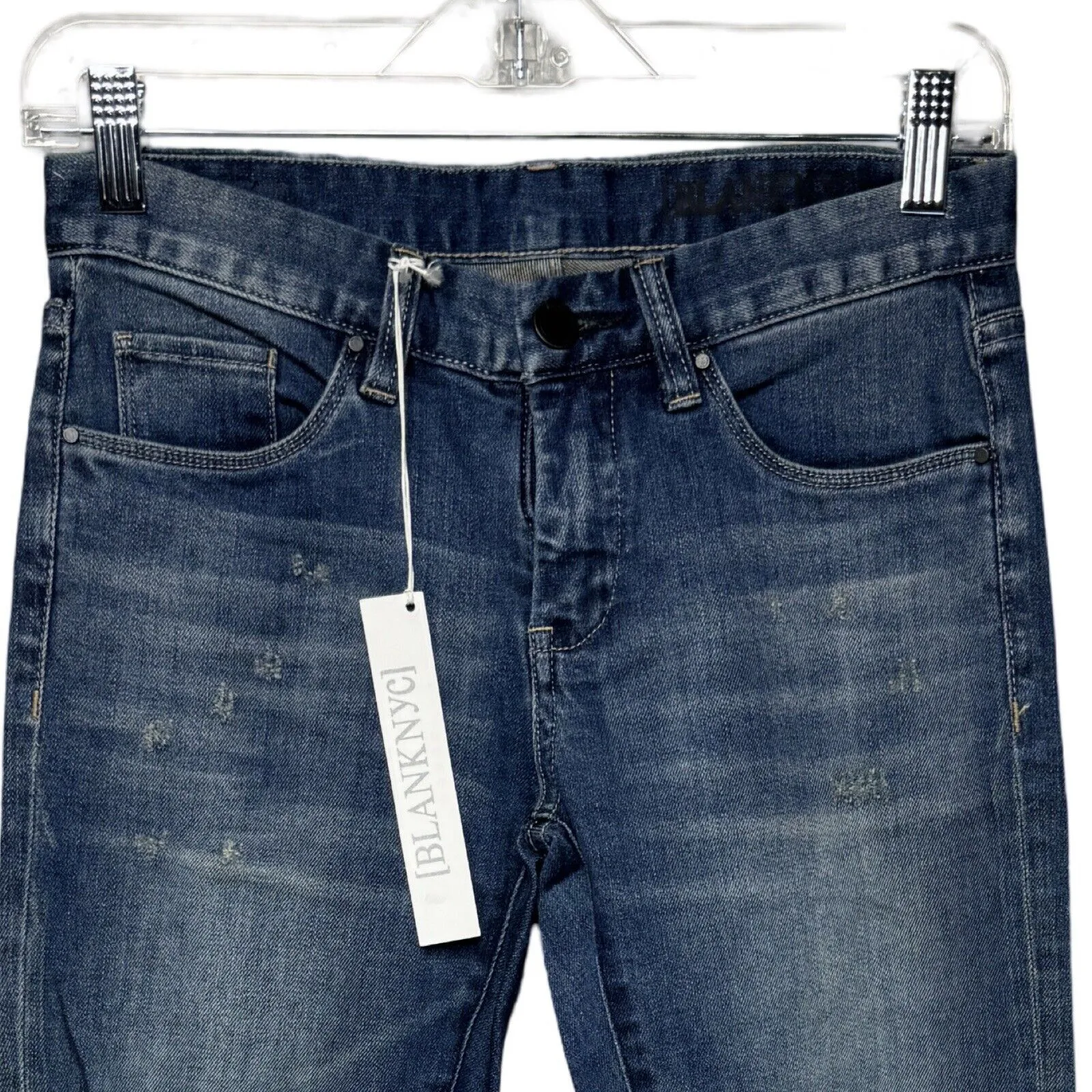 Blank NYC Jeans Women 2 26‎ Blue Skinny Low Rise Fading Whiskering Destroyed - Image 3