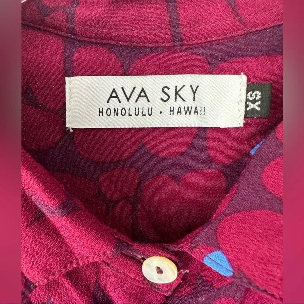 Ava Sky Fight Eel Women's Long Sleeve Button Down Blouse Chest Pocket XS Purple - Image 4