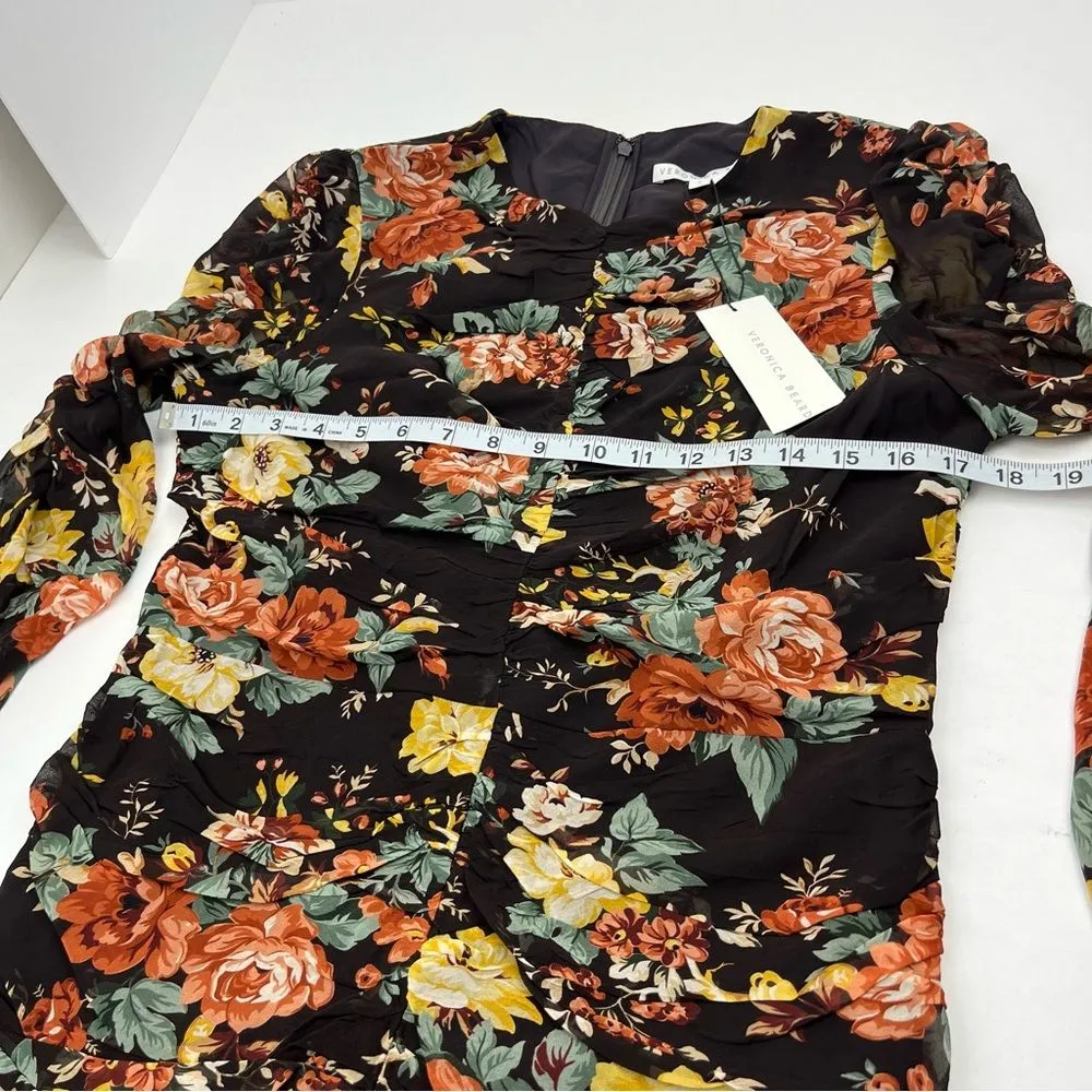 Veronica Beard Hedera Floral Mini Dress Womens 8 Oxblood Black Red Floral‎ NEW - Image 8