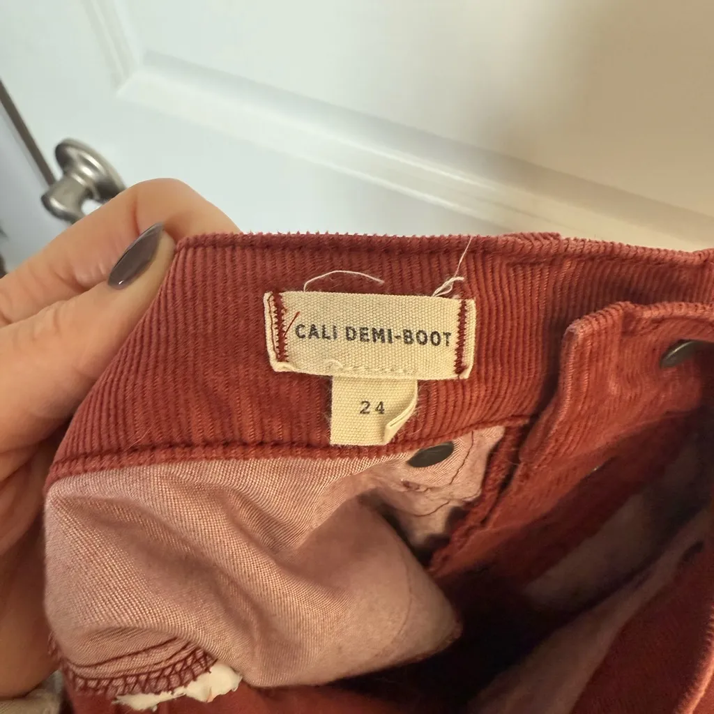 NWOT Madewell Cali Demi Boot Cut Corduroy Pants 24 Cropped High Rise Rust Red - Image 8