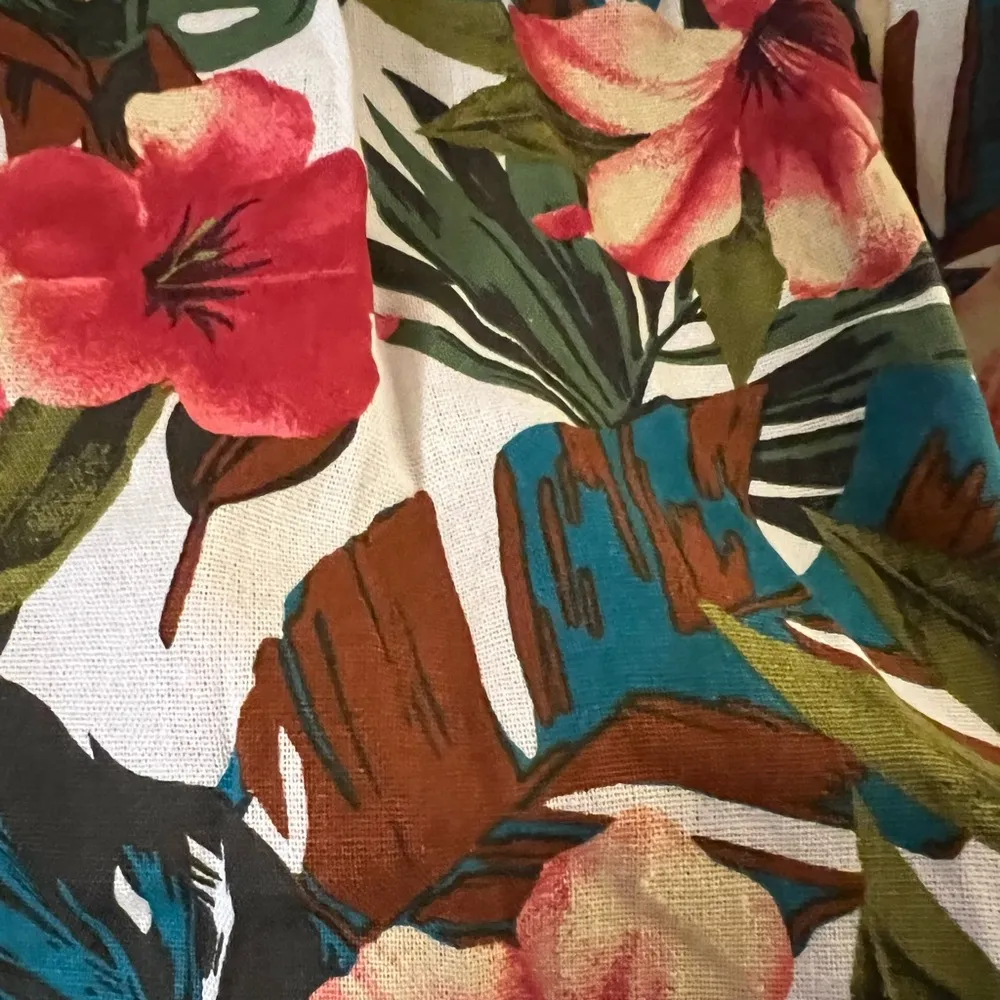 Pleione Tropical Dress Off the Shoulder Button Down Floral Tie Waist NWT Size 4X - Image 5