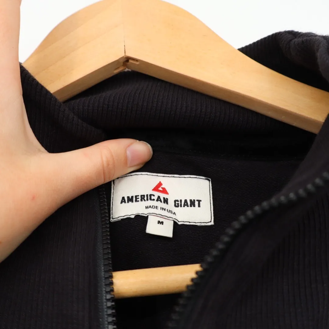 American Giant Black Sweatshirt Dress Size M Quarter Zip Made USA Size M - Image 3