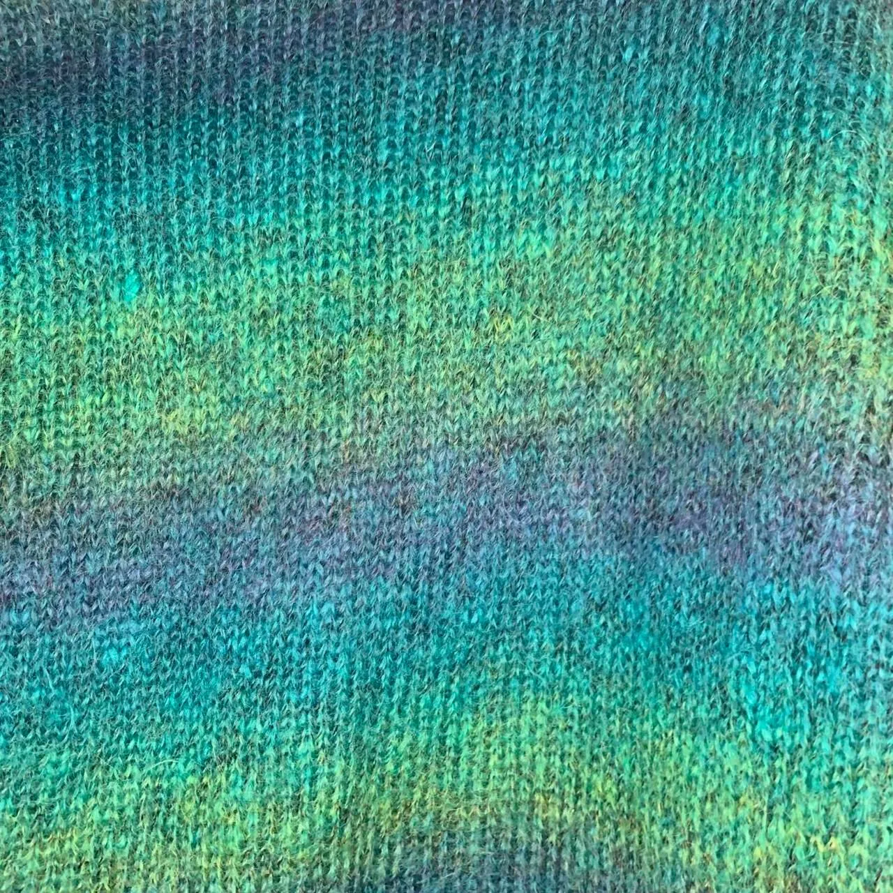 VTG 90s Liz Claiborne Mohair Blend Shaggy Green and Blue Striped Sweater Small - Image 4