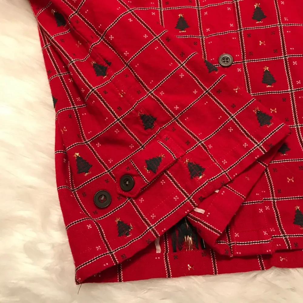 Dress Barn Christmas tree button down top/jacket size M Holiday Party - Image 5