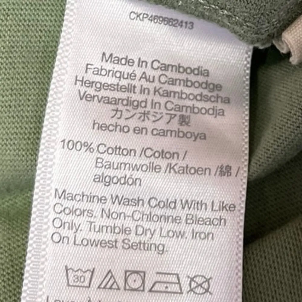 Madewell Green White Collared Cap Sleeve Loose Casual Polo Shirt Top Size S - Image 4