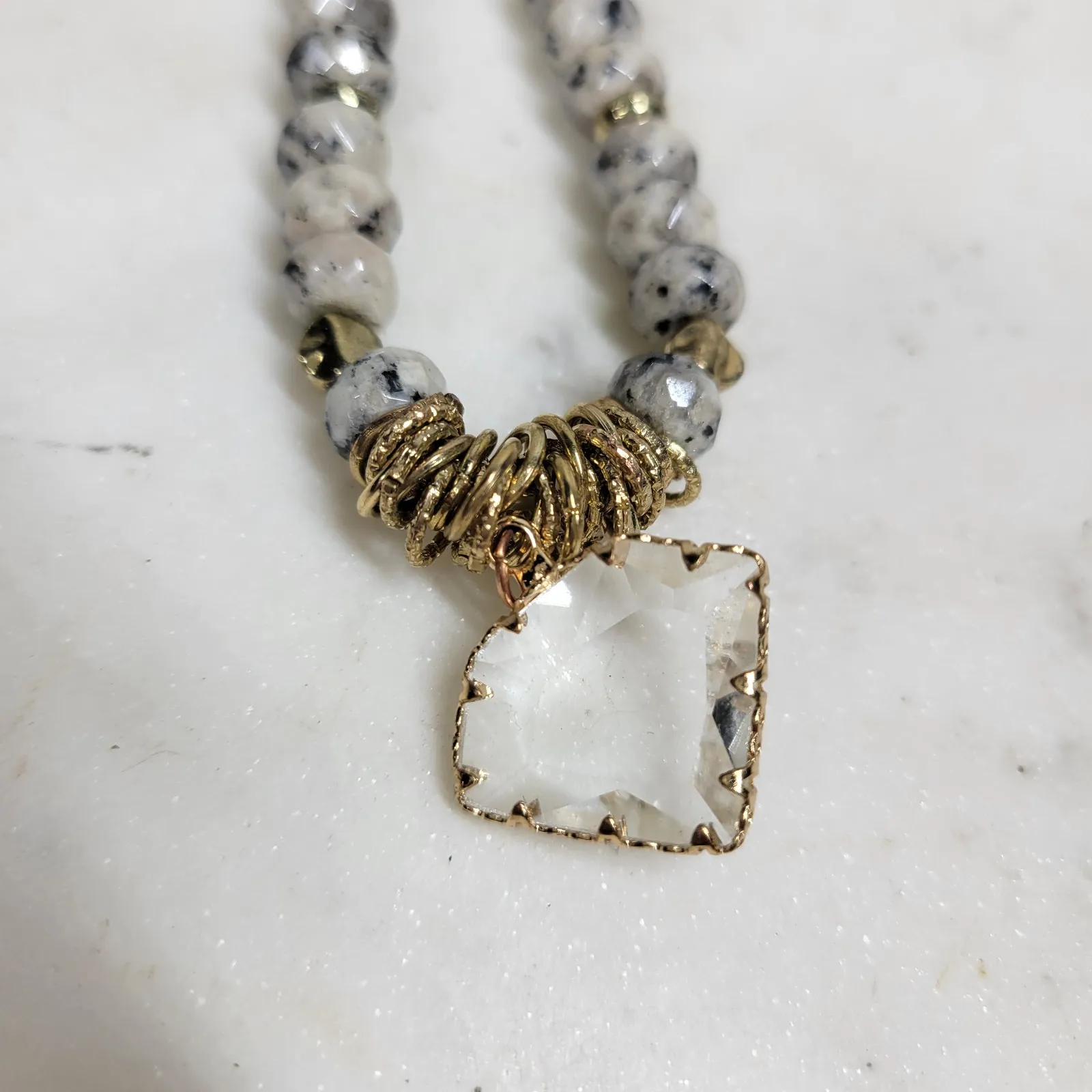 Erimish Beaded Bracelet Womens Metallic Rondelle Faceted‎ Marble Jasper Stones - Image 5