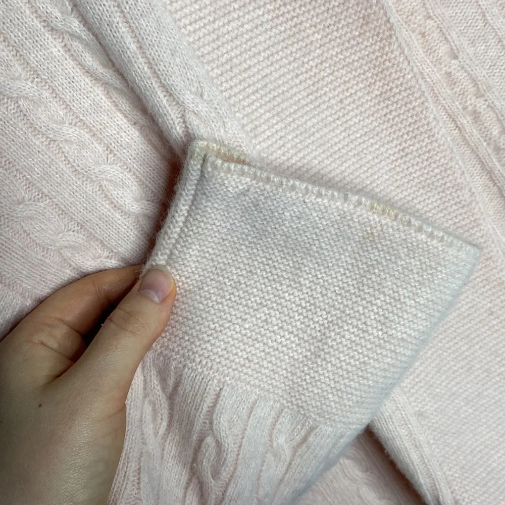 Lauren Ralph Lauren angora blend cable knit blush pink shrug size Mp - Image 9