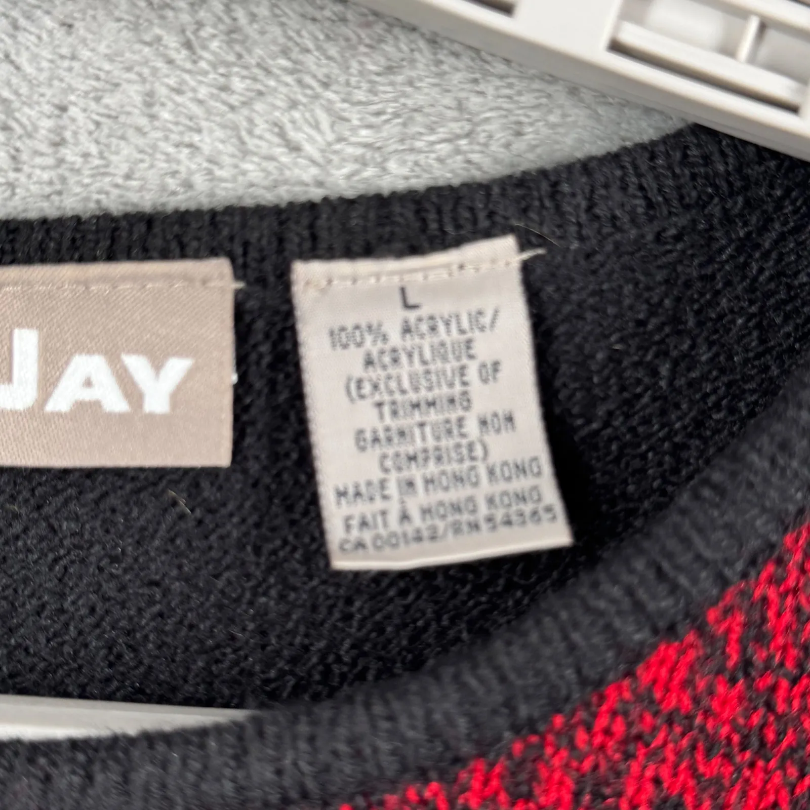 Tanjay Sweater M Embroidered Tree Red Black Colorblock Winter Cabin Chic Vintage Size L - Image 8