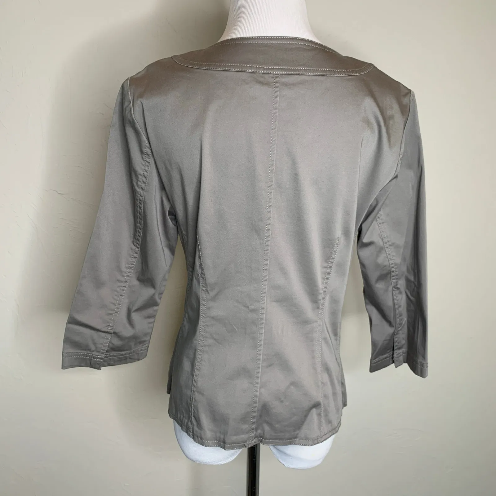 J Jill Khaki Green Jacket Blazer 8P Cotton Lady Jacket - Image 2