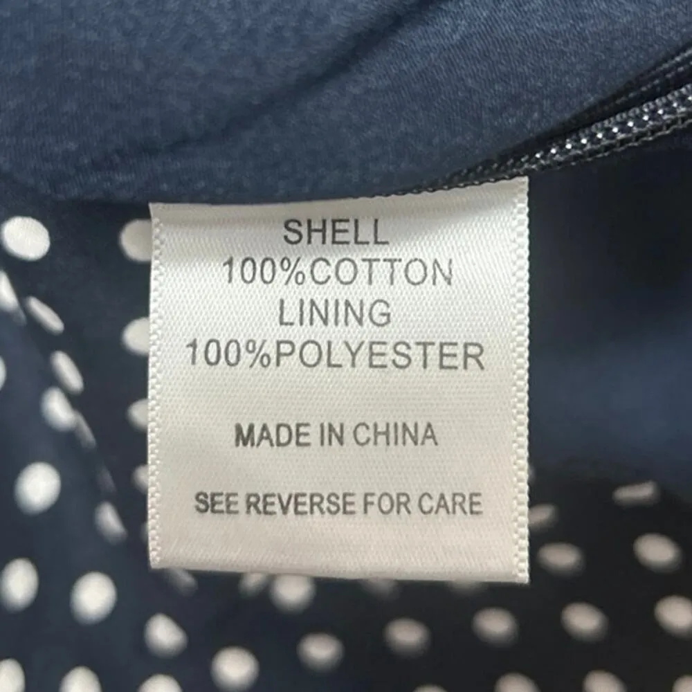 Lucy Paris Blue Polka Dot Ruffle Flutter Sleeve V-Neck Crop Blouse Top Size XS - Image 3