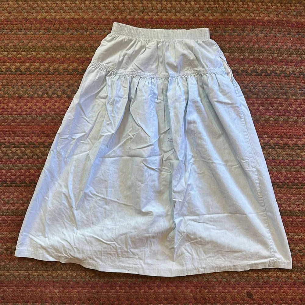 VTG LIGH WASH DENIM BUTTON UP MIDI MAXI SKIRT WESTERN COWGIRL BOHO Blue - Image 7