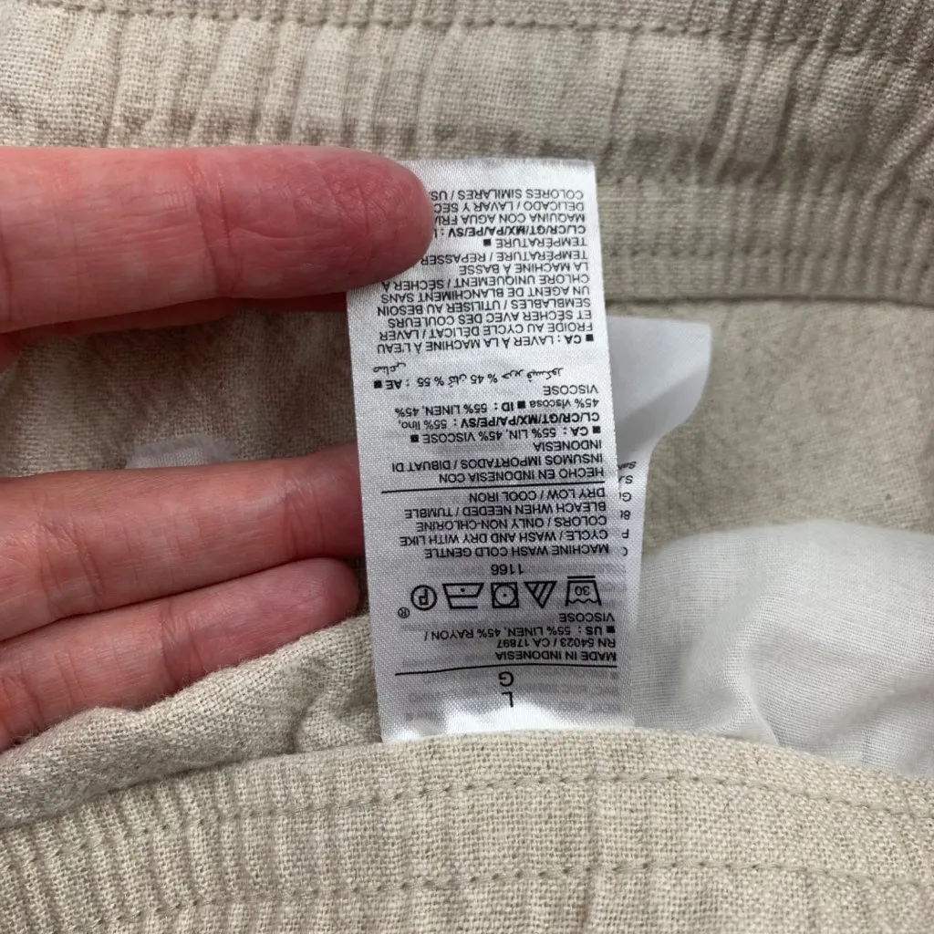 Old Navy Flax Linen Blend High Rise Pull On Shorts L - Image 4