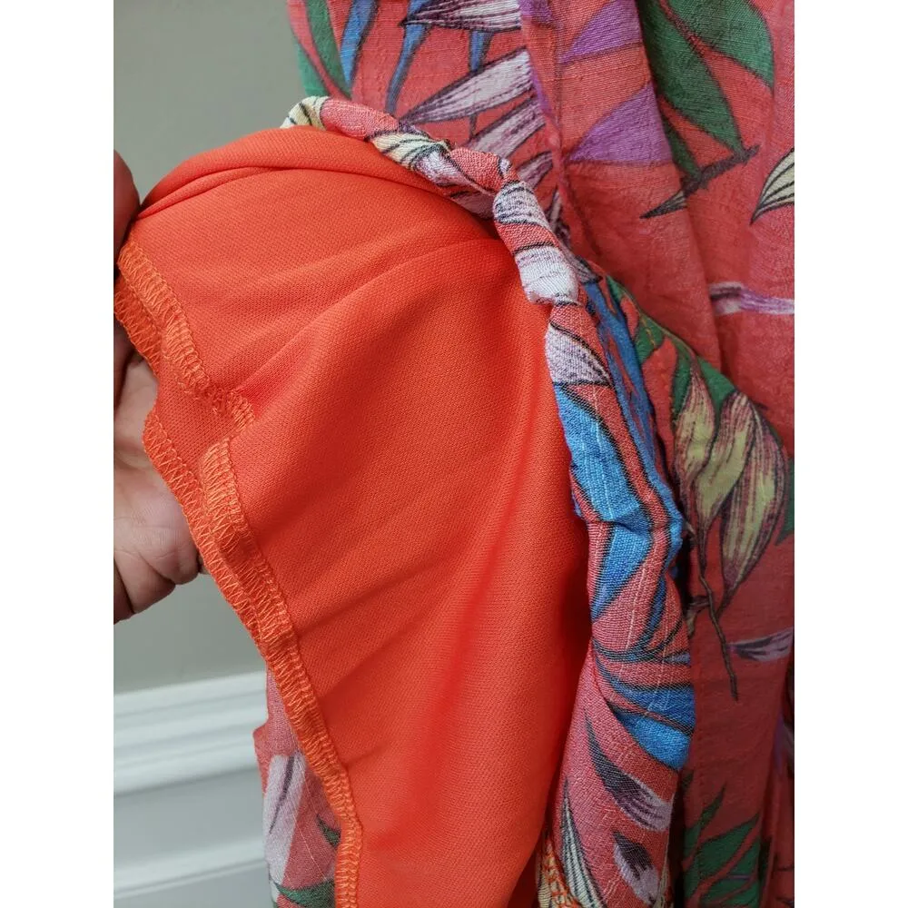 Mlle Gabrielle Women's Tropical Button Front Ruffle Hem Skirt Size L Rayon Blend - Image 12