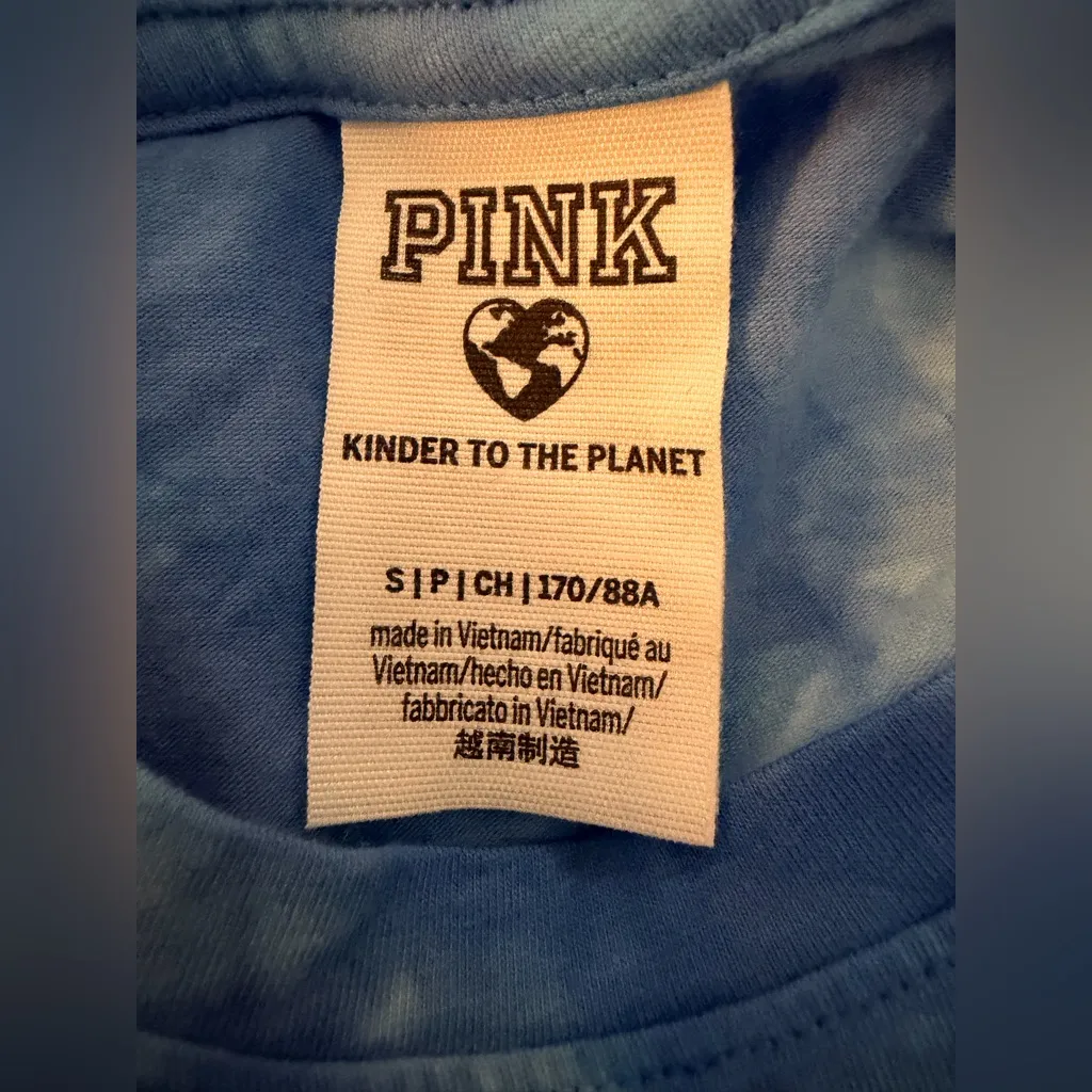 Victorias Secret PINK Ruched Side T-Shirt Dress Tie Dye Sky Blue - Image 4