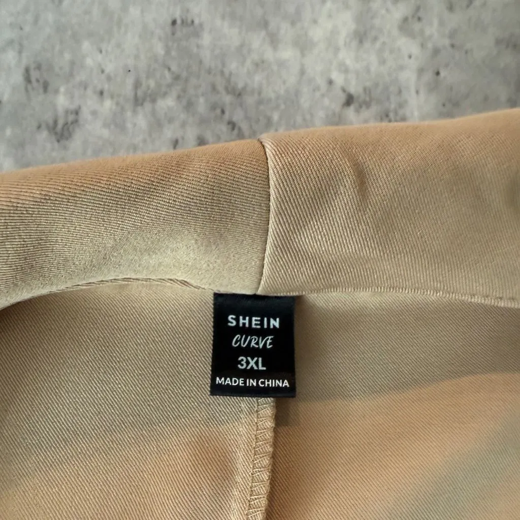 Shein Curve Women’s Tan One Button Slit Cuff Blazer Plus Size 3XL - Image 2