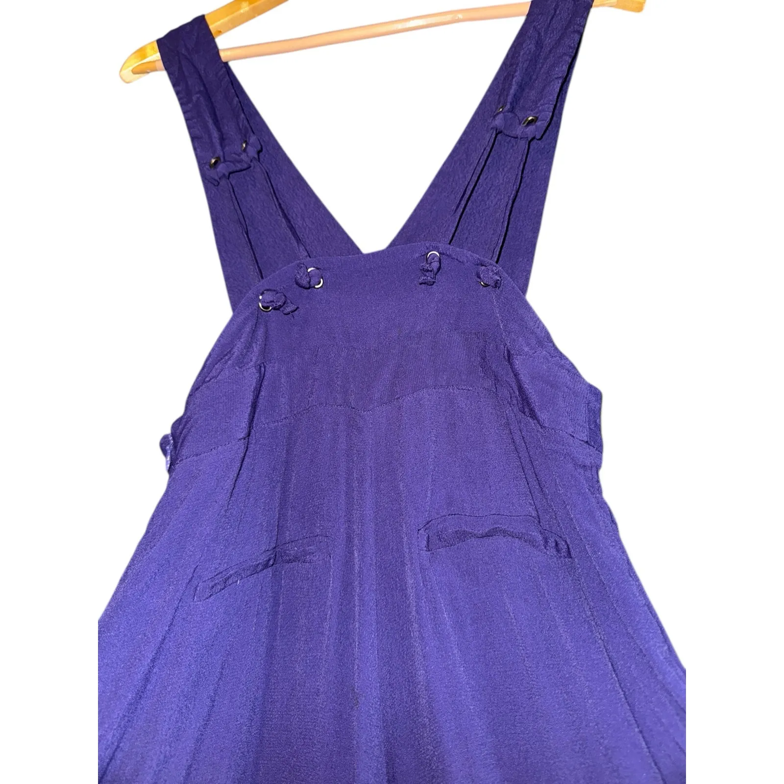 Maeve Anthropologie Purple Overall Jumpsuit Suspender Wide Leg Sz 0 Boho *Flaw* - Image 9