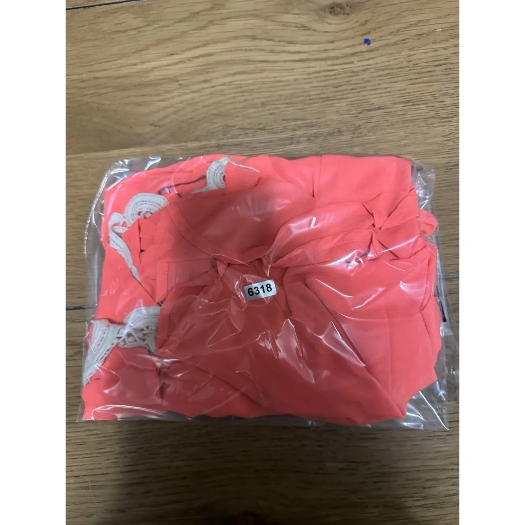 Intro Tunic Top Size Medium Lightweight Embroidered Polyester Crocheted Colorful Orange - Image 10