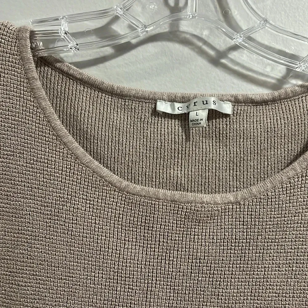Cyrus Textured Knit Sweater Top Beige Womens Small Short Dolman Sleeve Shirt - Image 3