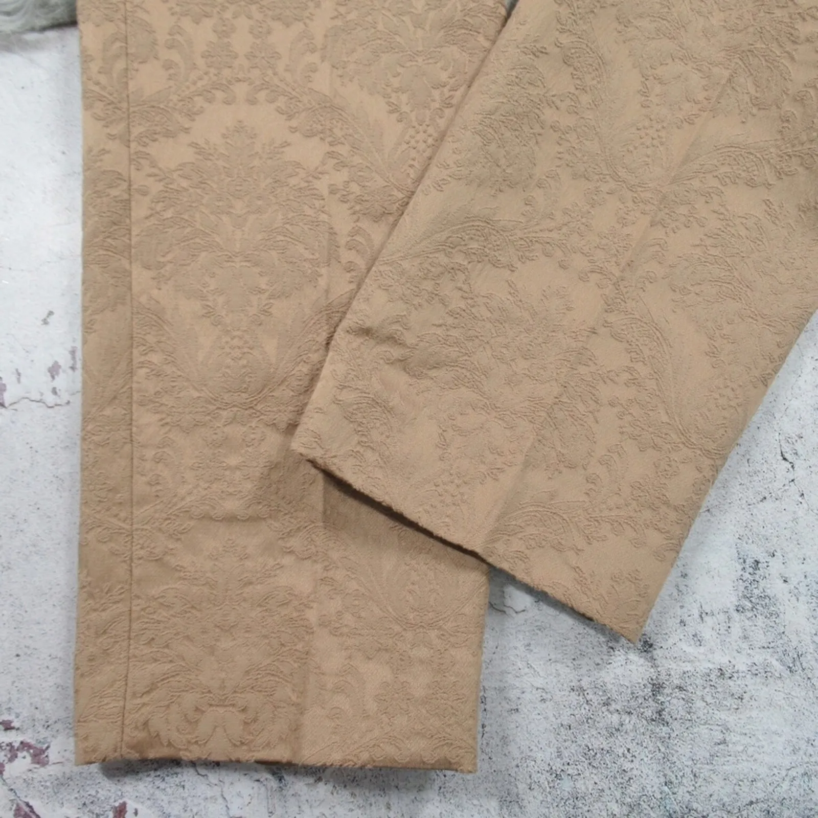 ZARA Slim Leg Floral Jacquard Pants Trousers in Golden Tan Women’s Size XS - Image 7