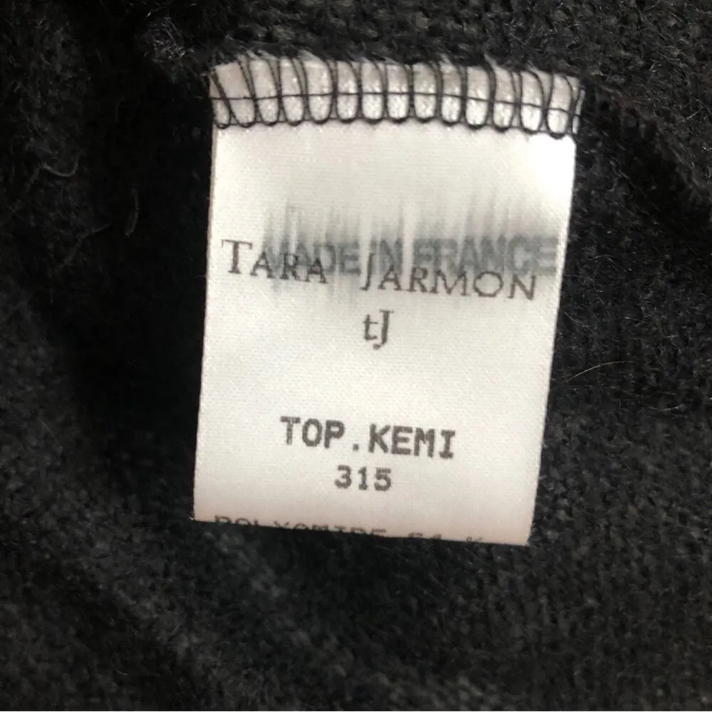 Tara Jarmon Kemi Black Knit Mohair Ruffle Neck Straps Peplum Tank Blouse Top Size 8 - Image 5