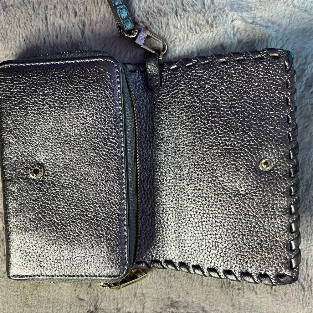Tory Burch Women's Silver Braided Leather Wristlet Wallet - Image 4