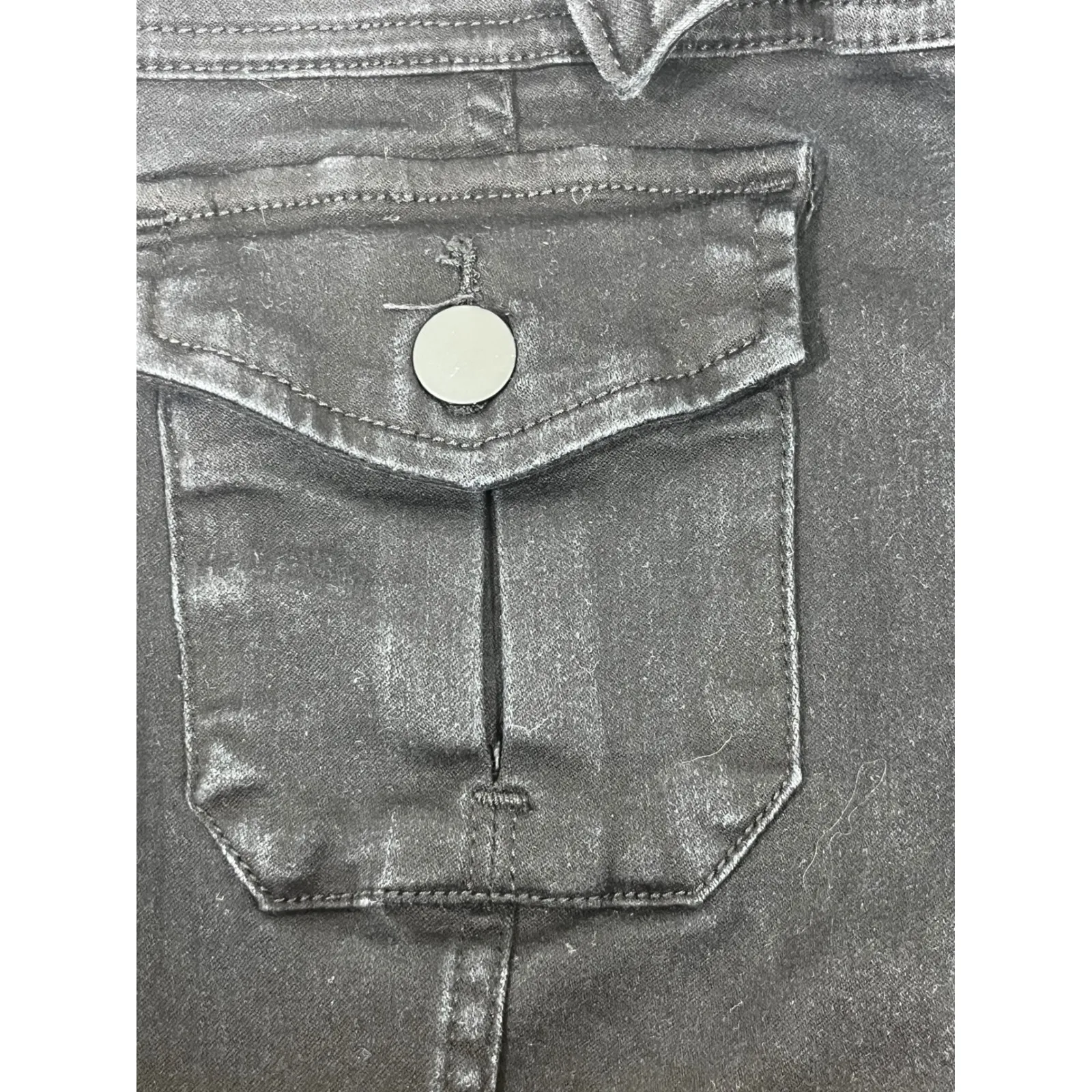 KUT From The Kloth Women Denim Jacket Trucker Biker Style Edgy Black Sz Large - Image 12