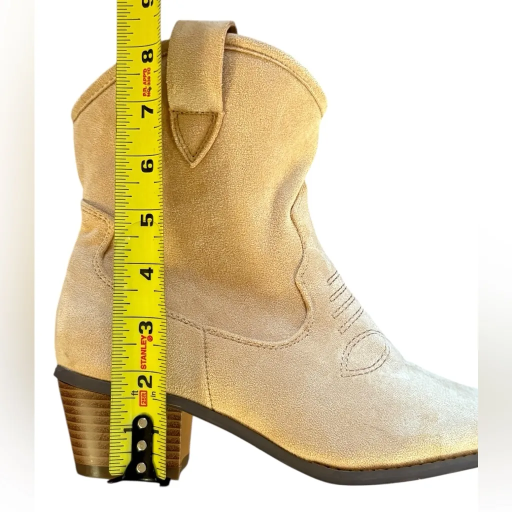French Connection Carrie Boots Beige Western Vegan Suede Womens Size 7 - Image 9